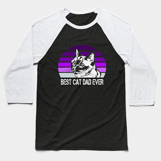 Vintage Best Cat Dad Ever Baseball T-Shirt by karascom